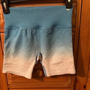 Pink VS Ombre High-Waist Bike Shorts - Light Blue to White